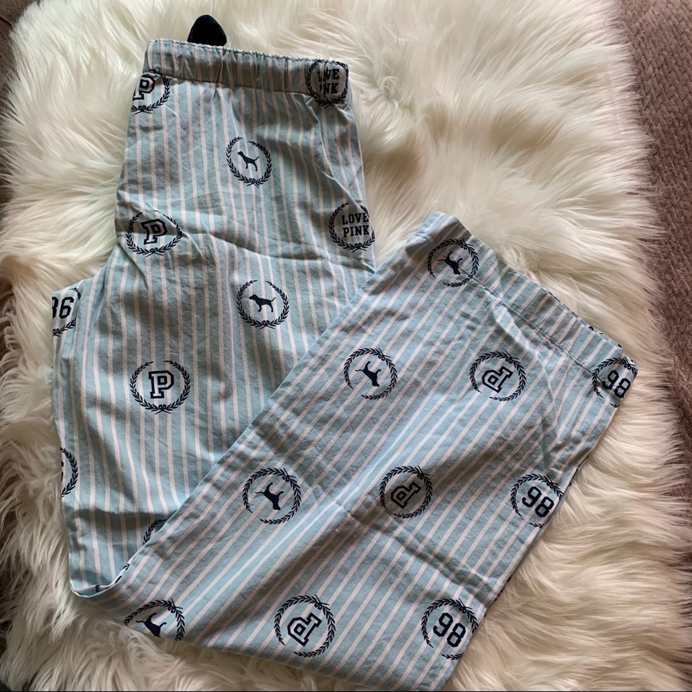 PINK Victoria's Secret Blue Striped Pajama Pants